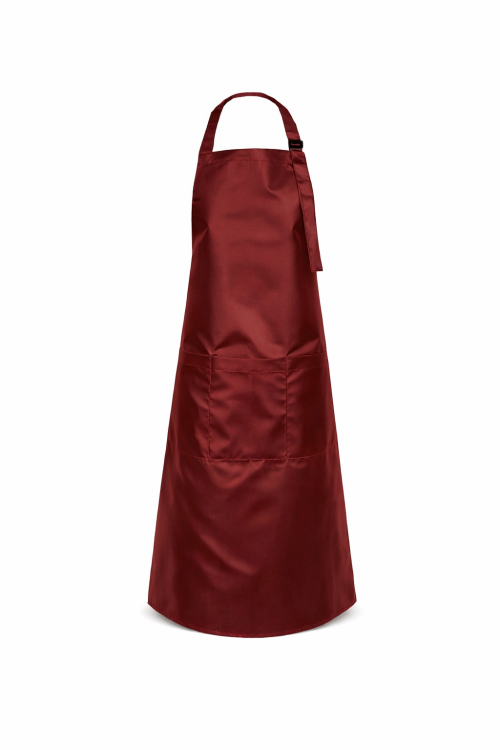 Fartuszek fryzjerski z kieszonkami wodoodporny z karczkiem i klamra do regulacji kolor bordowy mockup.png