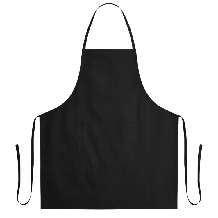Fartuszek kuchenny z kieszonka wiązany z tyłu kolor czarny mockup.png