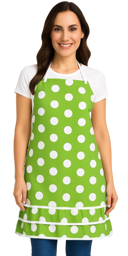 Stylowy fartuch kuchenny w białe kropki