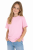T-shirt dziecięcy dla chłopca i dziewczynki kolor różowy widok dziewczynki w t-shirt.png