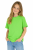 T-shirt dziecięcy dla chłopca i dziewczynki kolor limonka widok dziewczynki w t-shirt.png