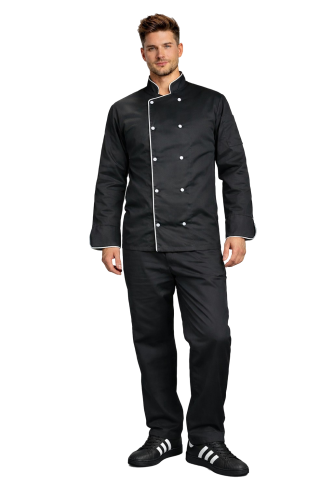 Profesjonalny zestaw szefa kuchni – czarny z biała lamówką.png