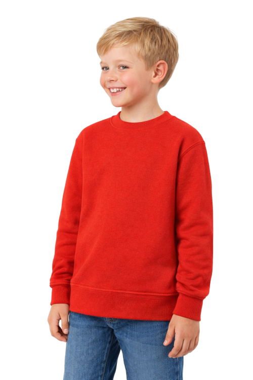 Bluza sportowa dziecięca wkładana przez głowę długi rękaw dla chłopca i dziewczynki czerwona widok chłopca.png