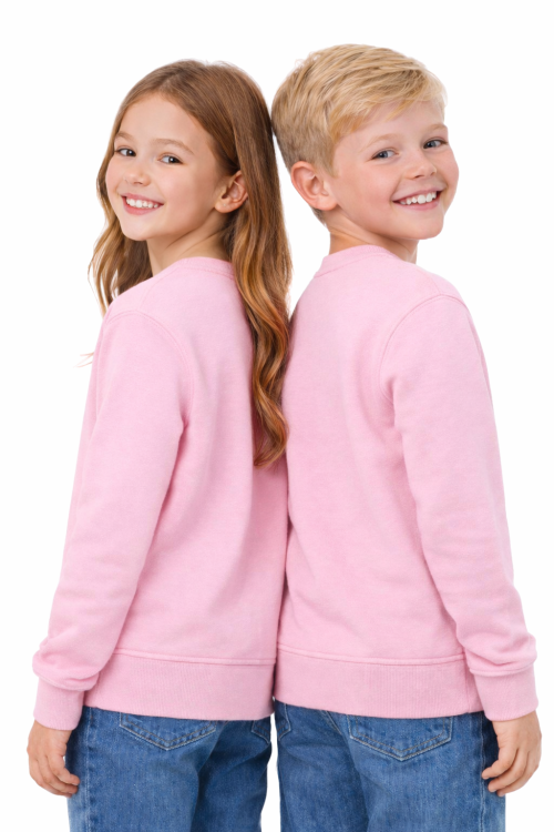 Bluza sportowa dziecięca wkładana przez głowę długi rękaw dla chłopca i dziewczynki różowa widok z tyłu.png