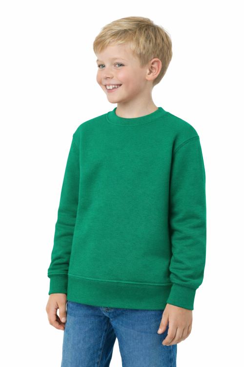 Bluza sportowa dziecięca wkładana przez głowę długi rękaw dla chłopca i dziewczynki zielona widok chłopca.png