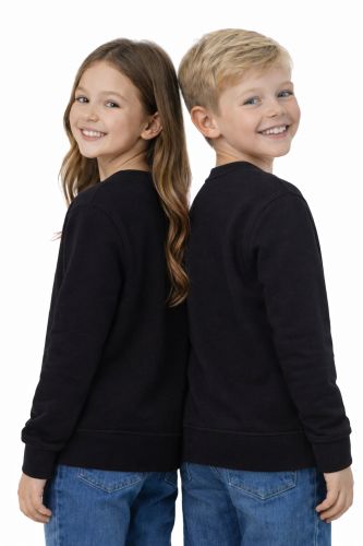 Bluza sportowa dziecięca wkładana przez głowę długi rękaw dla chłopca i dziewczynki czarna widok z tyłu.png