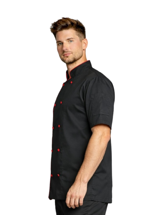 Męska bluza kucharska z bordową lamówką