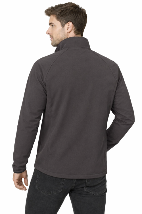 Kurtka męska softshell z kieszeniami zapinana na zamek kolor szary widok z tyłu.png