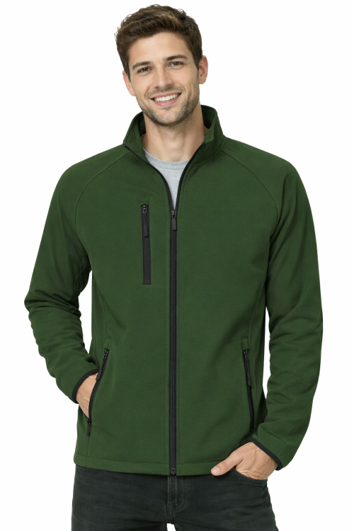 Kurtka męska softshell z kieszeniami zapinana na zamek kolor zielony.png