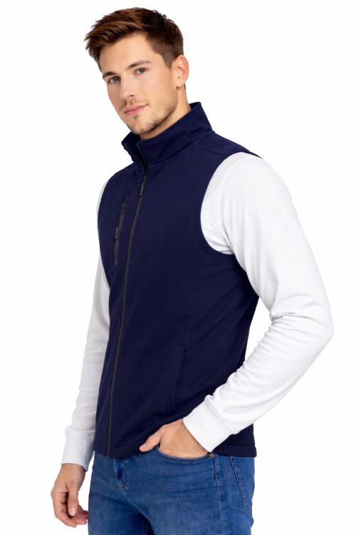 Softschell kamizelka bezrękawnik męski granatowy widok z boku.png