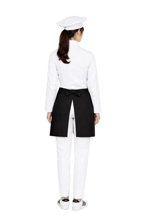 Damski uniform kucharski, zestaw kucharski kompletny,czarna zapaska ,długi rękaw