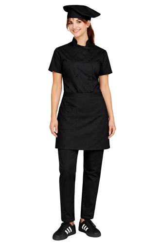 Damski zestaw kucharski, kompletny uniform kucharski,zapinany na guziki ,czarna  zapska