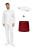 Kompletny uniform kucharski, męski  zestaw kucharski długi rękaw ,bordowa zapska