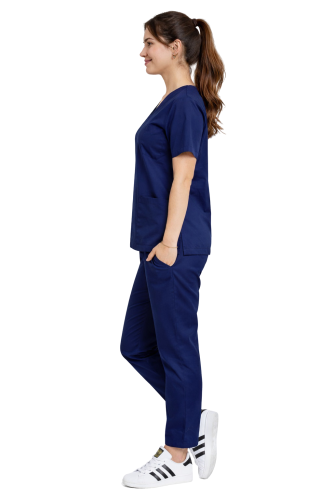 Granatowy komplet medyczny CLINIC z bluzą i spodniami (2).png