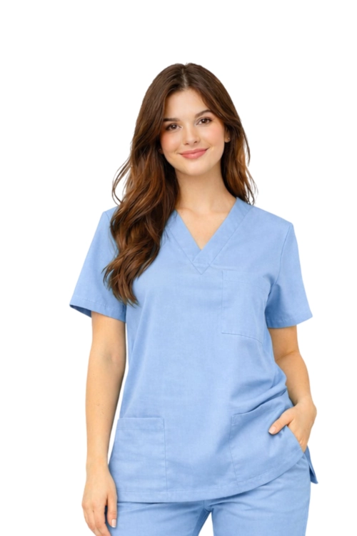 Damska bluza medyczna w kolorze niebieskim