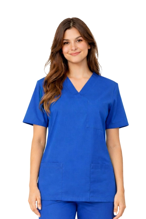 Damska bluza medyczna w kolorze chabrowym