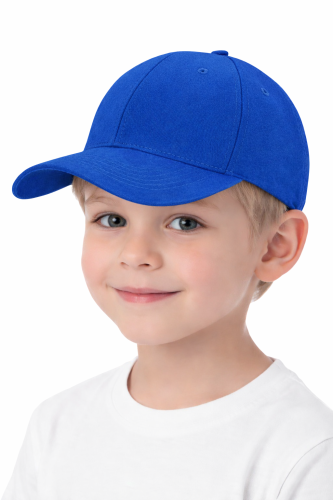 Czapka dziecięca dla chłopca i dziewczynki zapinana na rzep 290g z wywietrznikami chabrowa.png