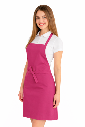 Fartuszek do kuchni dla gastronomii kolor amarant widok z boku.png