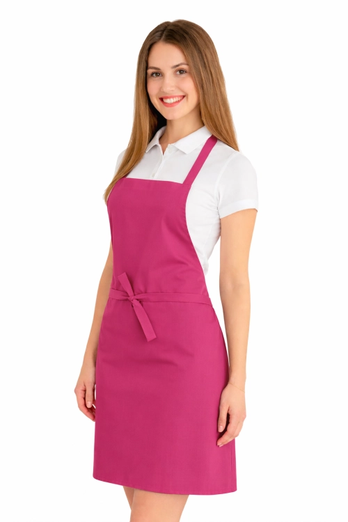 Fartuszek do kuchni dla gastronomii kolor amarant widok z boku.png