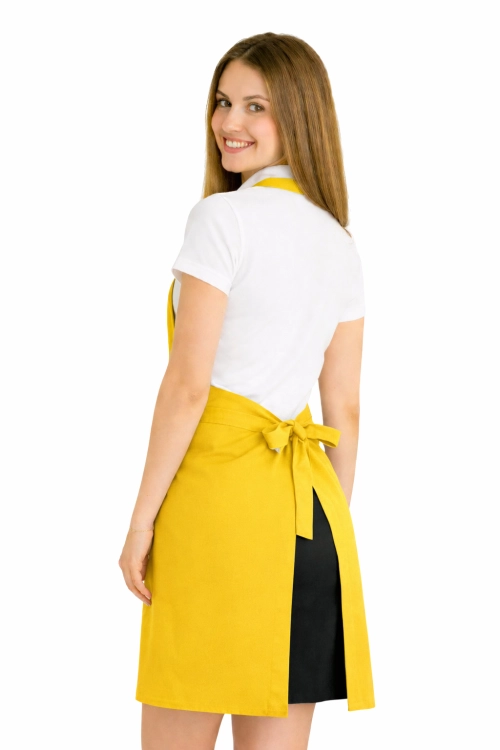 Fartuszek do kuchni dla gastronomii kolor żółty widok z tyłu.png