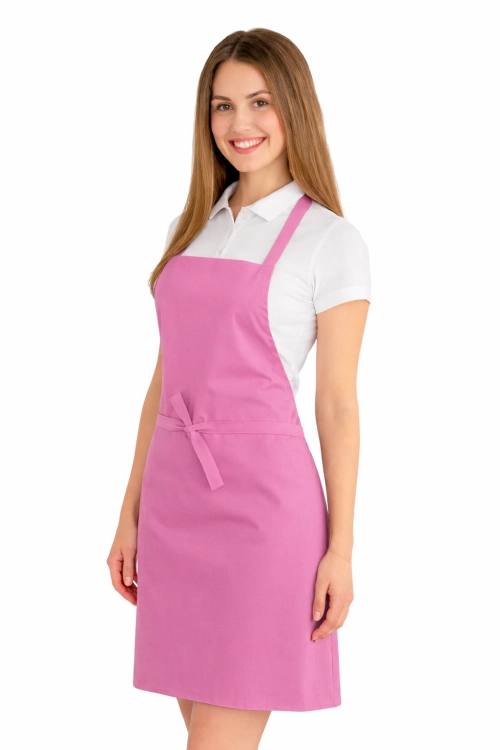 Fartuszek do kuchni dla gastronomii kolor  jasny różowy widok z boku.png