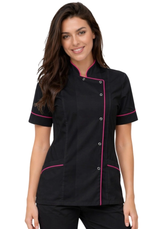 Medyczny żakiet czarny z lamówką amarant