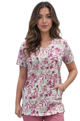 Bluza medyczna we wzorek 100% elastyczna bawełna - wzór W13