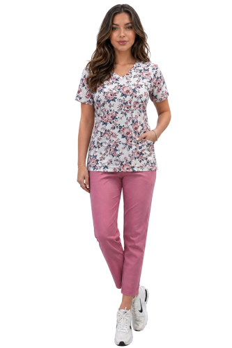 Komplet medyczny damski w kolorowe wzory,elastyczny ,100% bawełna
